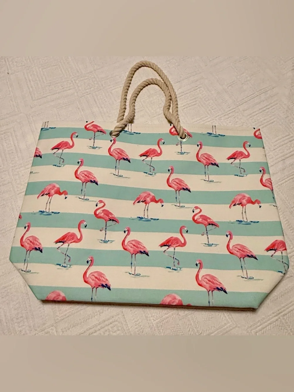 Tote bag - beach tote - flamingo - brand new w/ detached tags. 16”hx21”w - Picture 3 of 15